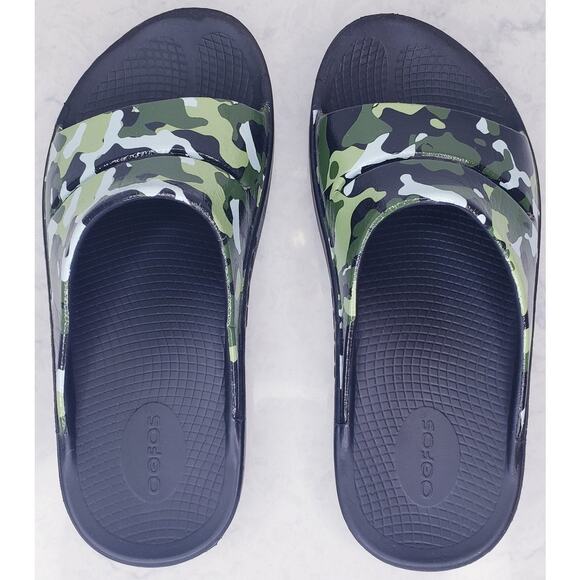 OOFOS Ooahh Green Camo Unisex Slides Sandals Men's US 8/ Wms. US 10/ EUR 41 - Picture 3 of 12